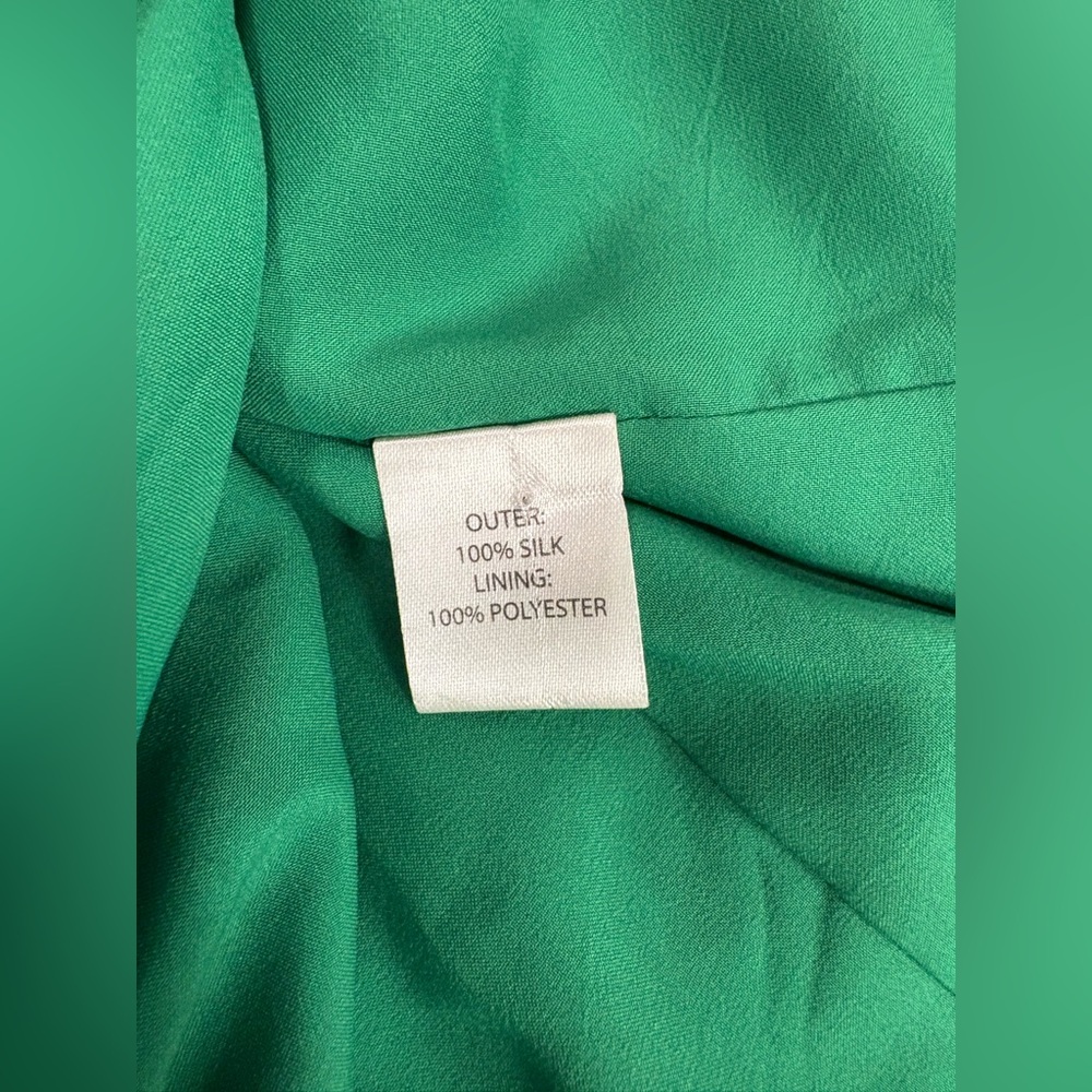 Saloni Jennie Ruffle Silk Dress Emerald Kingcup Size 2 - Picture 15 of 15